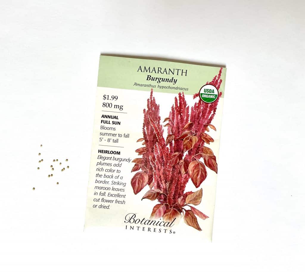 packet of amaranth seeds